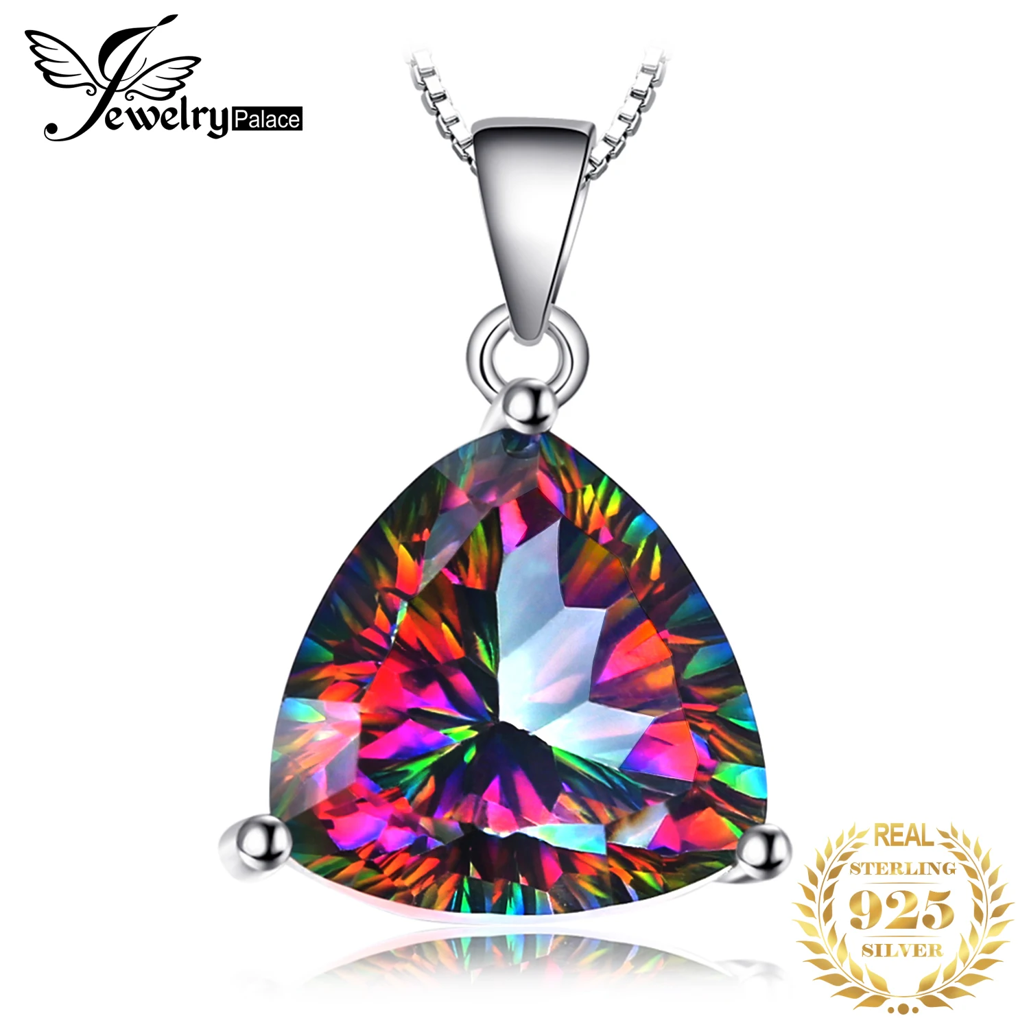 JewelryPalace 5.7ct Natural Mystic Quartz 925 Sterling Silver Pendant Necklace for Woman Fashion Jewelry No Chain New Arrival