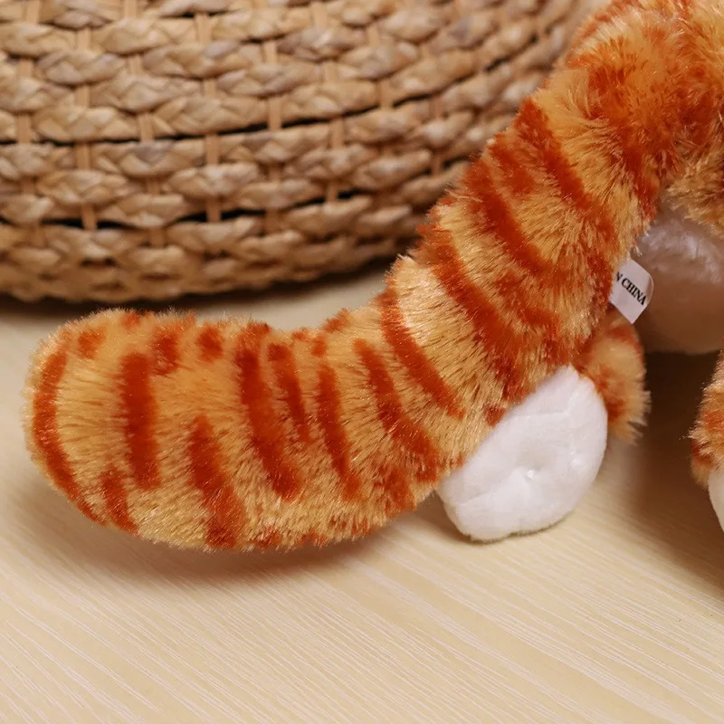 20cm-48cm Fluffy Lifelike Real Prone Striped Cat Plush Doll Stuffed Pure Colors White Kitten Toy Pets Animal Kids Gifts