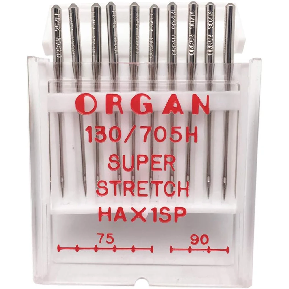 10PCS Organ Needles Serger #75 - #90 Combo HAx1SP Needles For Elastic Knitted Fabric Anti-Jump Needle Sewing Machine Accessories