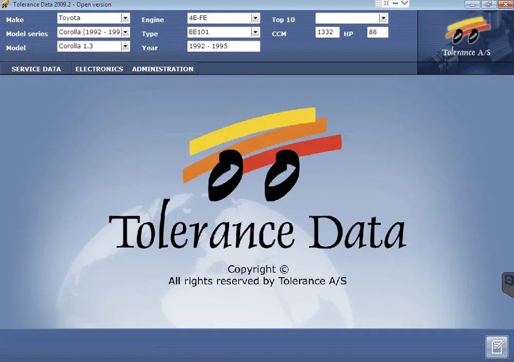 Newest Tolerance Data 2009.2 Automotive Maintenance Diagnostic Tool Electrical Equipment Free Keygen Supports Multiple Languages