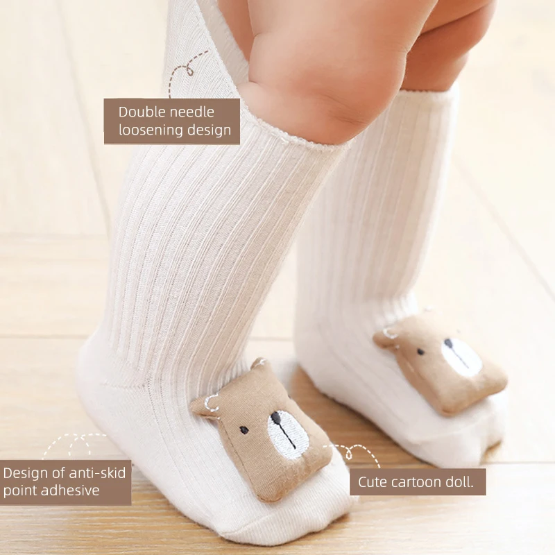 Chaussettes antidérapantes en coton doux pour bébé garçon et fille, motif Animal de dessin animé, hiver, printemps, ours, chat, éléphant