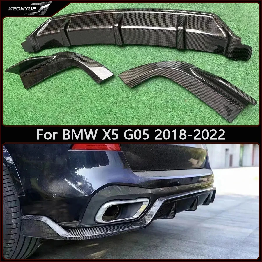 Für BMW X5 G05 2018-2022 Carbonfaser-Hecklippe Auto-Heckstoßstangen-Diffusor Spoiler Heck-Splitter Diverter Auto-Zubehör Karosserie-Kit