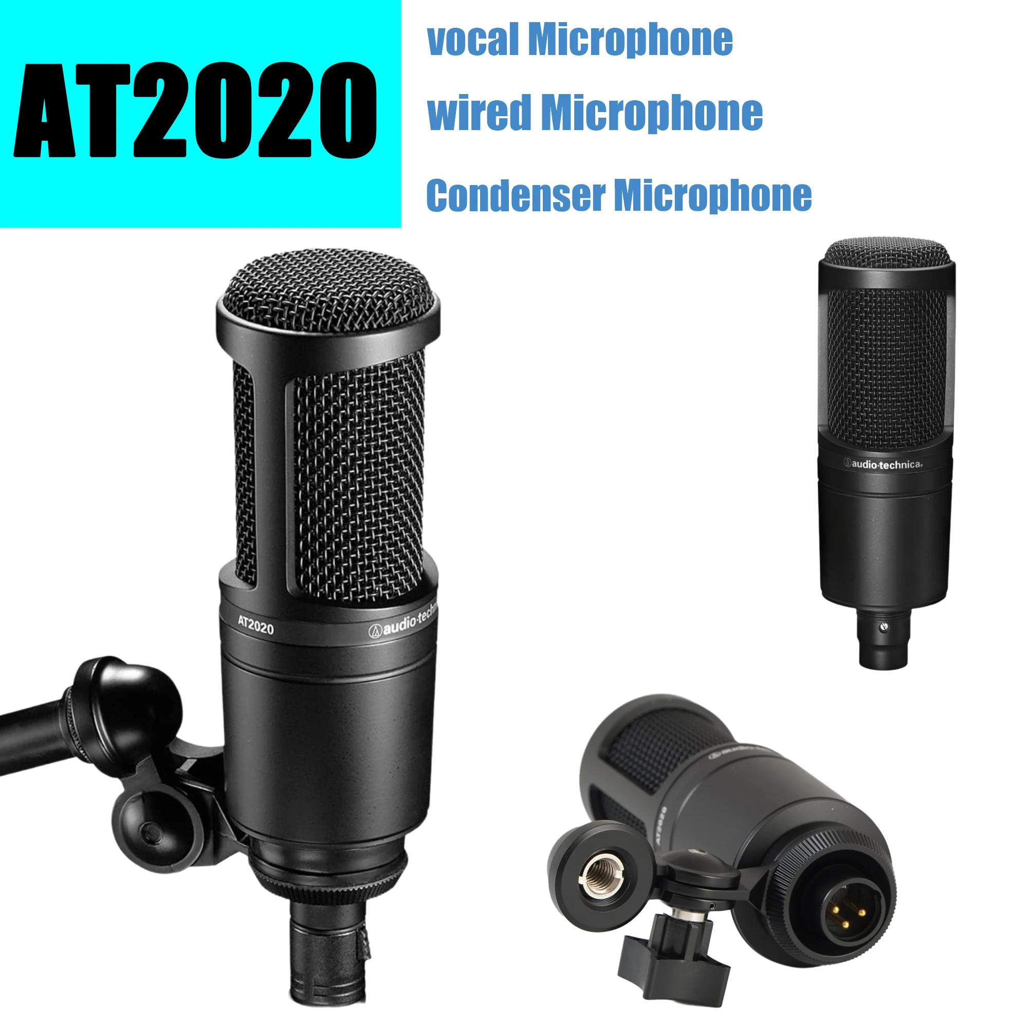 

Audio-Technica AT2020 Cardioid Condenser Studio XLR Microphone,For Ideal for Project/Home Studio,Black