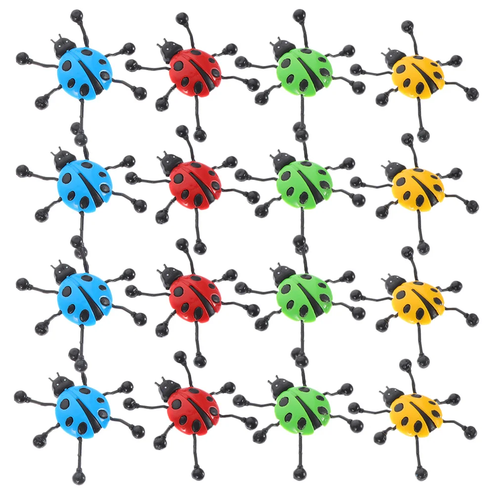 

24 Pcs Sticky Wall Climbing Toys Ladybug for Kids Playing Ladybirds Novel Decor Stretchy Tpr Sensory Child
