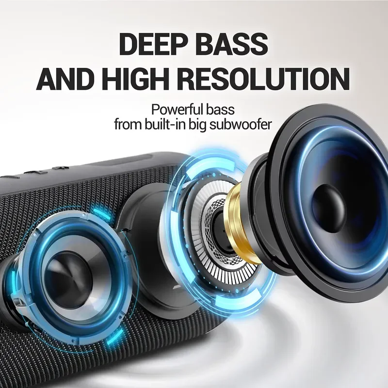 35W Portable Waterproof Bluetooth Speaker with LED Light TWS Pairing 16H Playtime for Outdoor Home Use OEM Wireless Audio