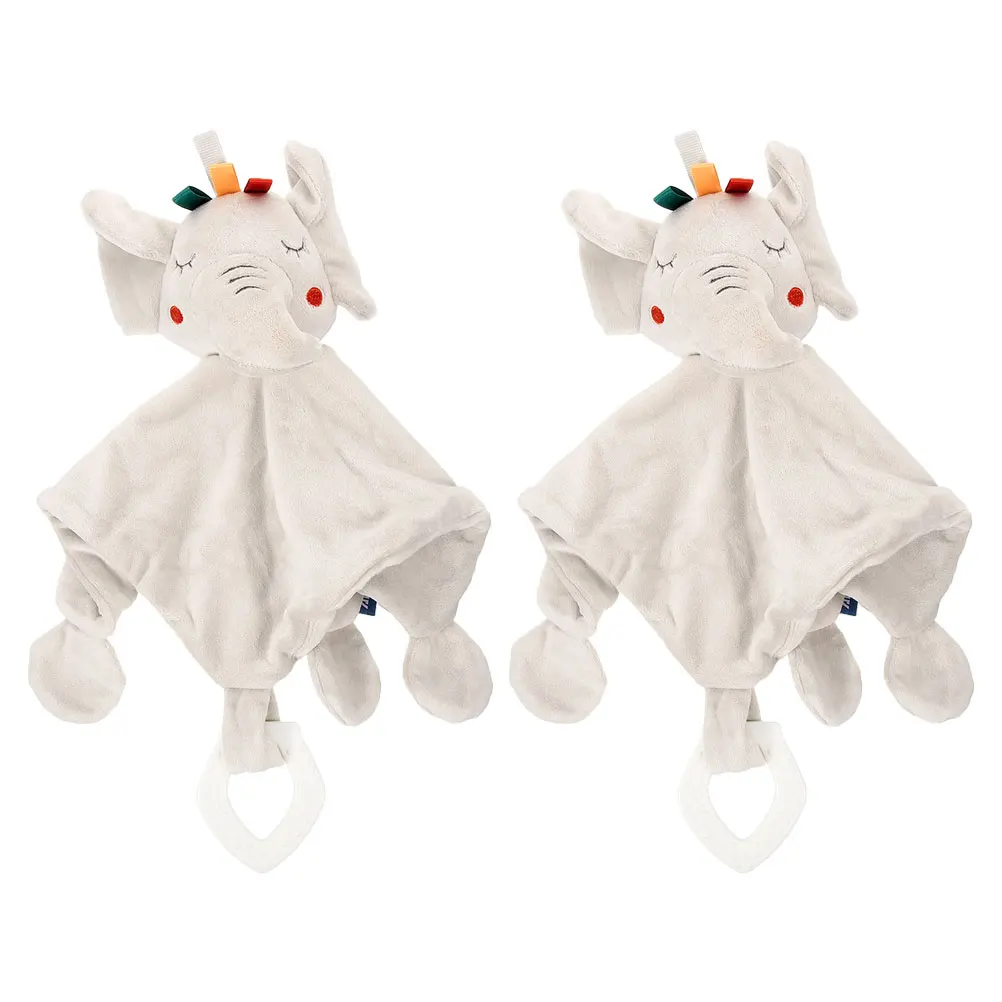 

2pcs Baby Drool Bibs Soft Security Blankets Comfort Toys Teething Tablets Stuffed Animals Newborn Snuggle Elephants Soothing