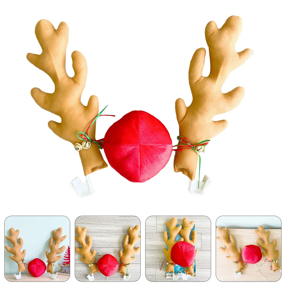 

1 set 1 Set Christmas Reindeer Antlers Nose Decorations For Car Auto Xmas Ornament Vehicle Accessories Car Christmas Decoration