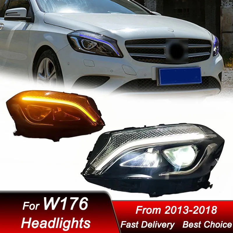 

Поп-автомобильные фары для Mercedes-Benz A CLASS W176 2013-2018 для высокого стиля, светодиодные автомобильные фары в сборе, аксессуары для линз проектора