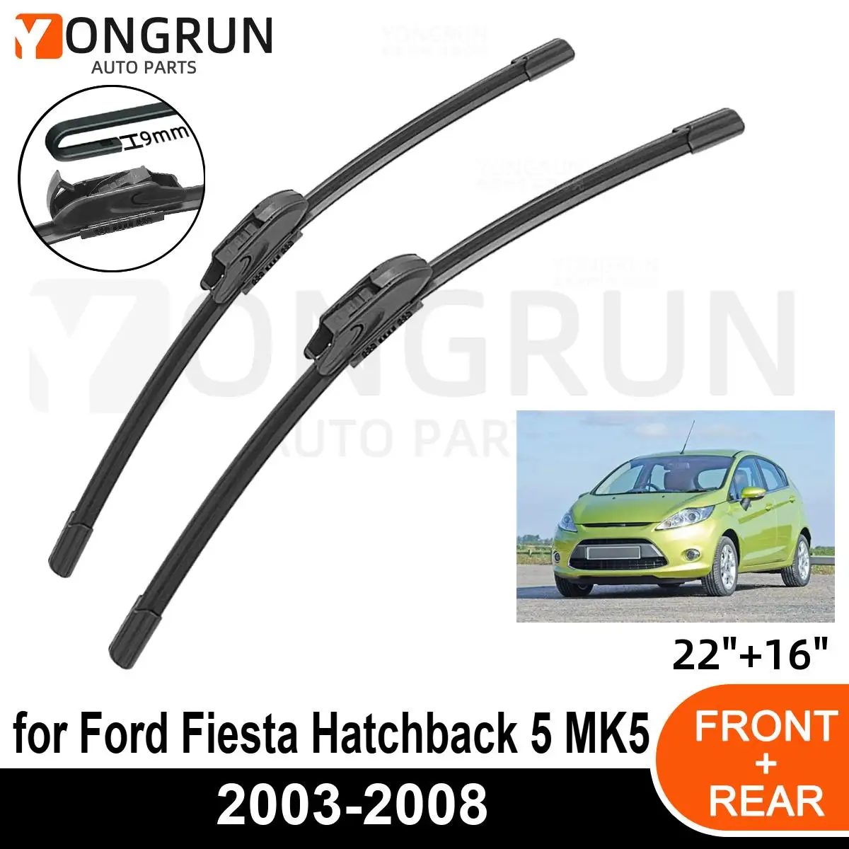 

Стеклоочистители для Ford Fiesta Hatchback 5 MK5 2003-2008, 22 + 16 дюймов