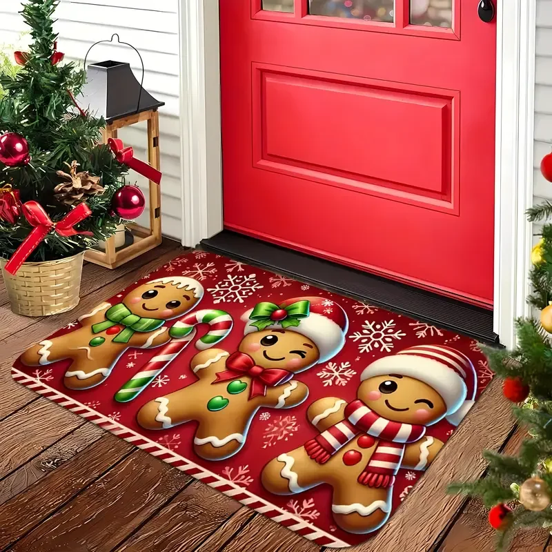 سجادة ترحيب عيد الميلاد الحمراء اللطيفة من VIKAMA - استخدام متعدد الغرف، هدية الانتقال لمنزل جديد وديكور منزلي احتفالي
