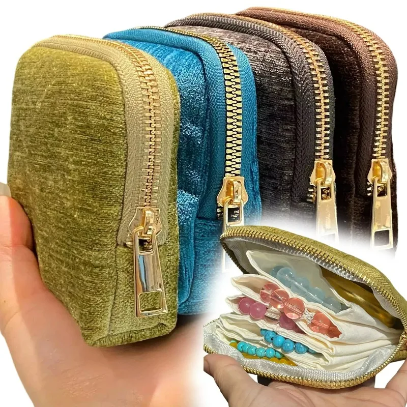 

Five-layer Jewelry Storage Bag Large-capacity Bracelets Ancient Collectibles Packaging Bag Organizer Tassel Pendant Zipper Bags