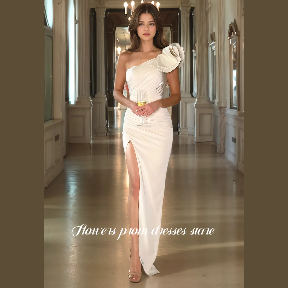 

Flowers Prom One Shoulder Party Dress Ruffled Evening Dress Formal Prom Party Dresses for Women فساتين مناسبة رسمية Customized