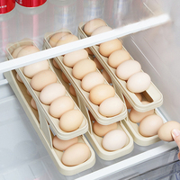 Automatic Scrolling Egg Rack Holder Storage Box Egg Basket Container Organizer Rolldown Refrigerator Egg Dispenser For Kitchen