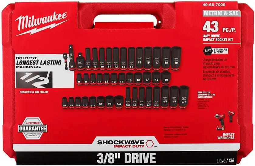 Milwaukee Socket Set MET & SAE IMP 3/8IN 49-66-7009