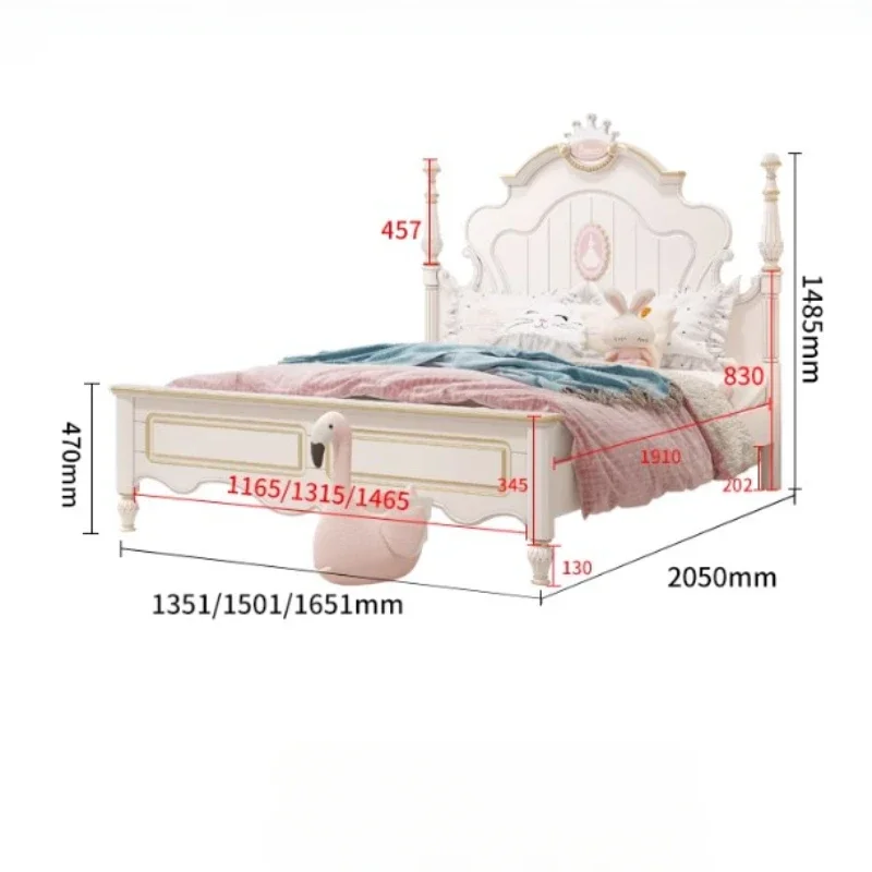 

American Princess Childrens Bed Girls Modern Light Luxury Children Beds Queen Size Kinderbett Bedroom Set Furniture