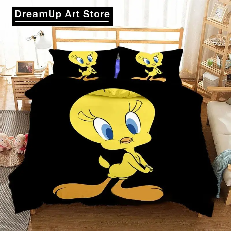 3D Print T-Tweetys Bird Bedding Set Pillowcase Cartoon Duvet Cover Double Twin Full Queen King Adult Bedclothes Quilt Cover