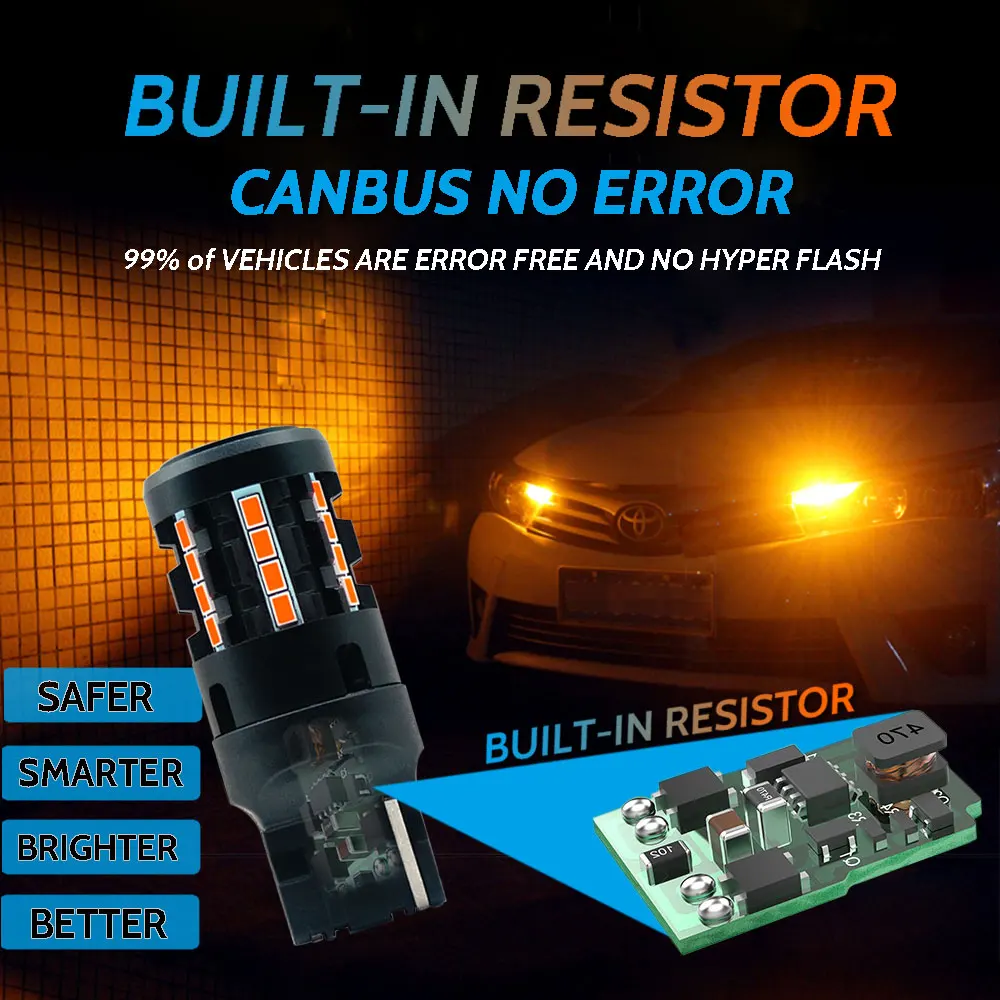 T20 7440 7443 LED Turn Signal Light Bulbs Amber Yellow 7441 7444NA