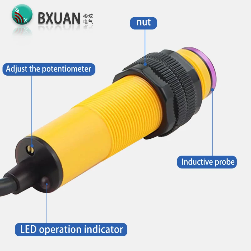 BXUAN M18 diffuse reflection photoelectric switch sensor detection distance 10cm/30cm/1m NPN PNP NO/NC 6-36VDC optical sensor