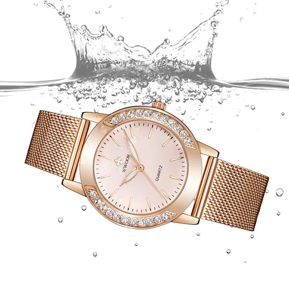 Diamond Watch For WWOOR Women Dress Simple Clock Ladies Quartz Bracelet Wristwatch Elegant Watches Gift For Women Reloj Hombre