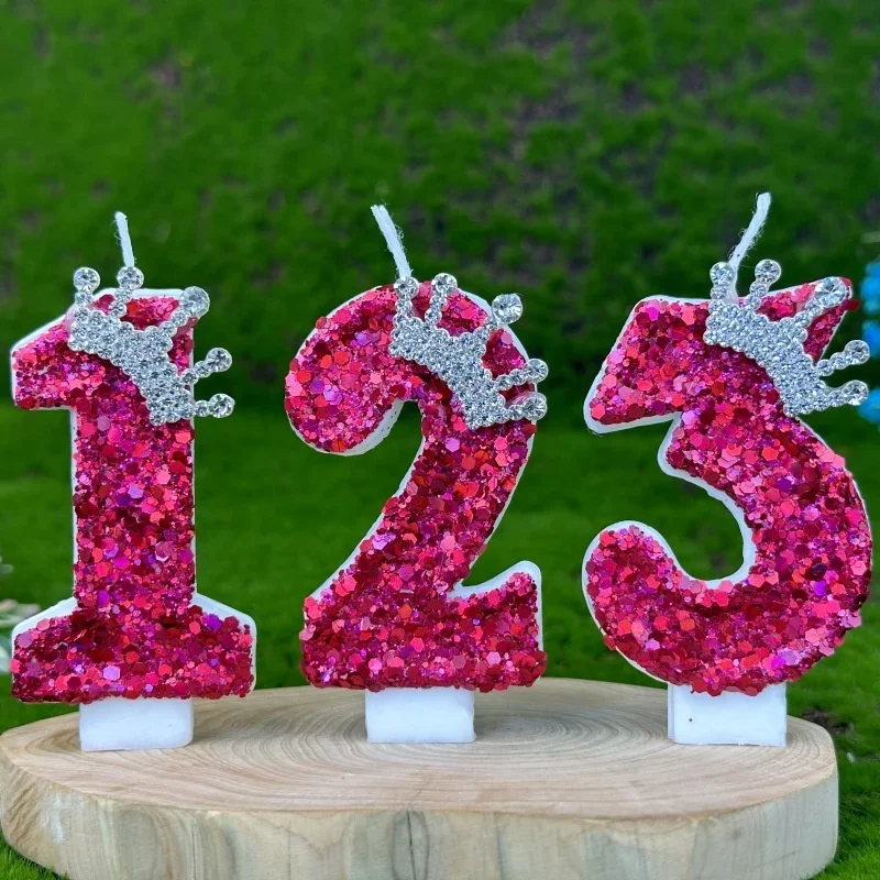 Birthday Number Candles Cake Decoration Chinese New Year Celebration Birthday Candles Rose Red Crowns Wedding Gifts Boys Girls