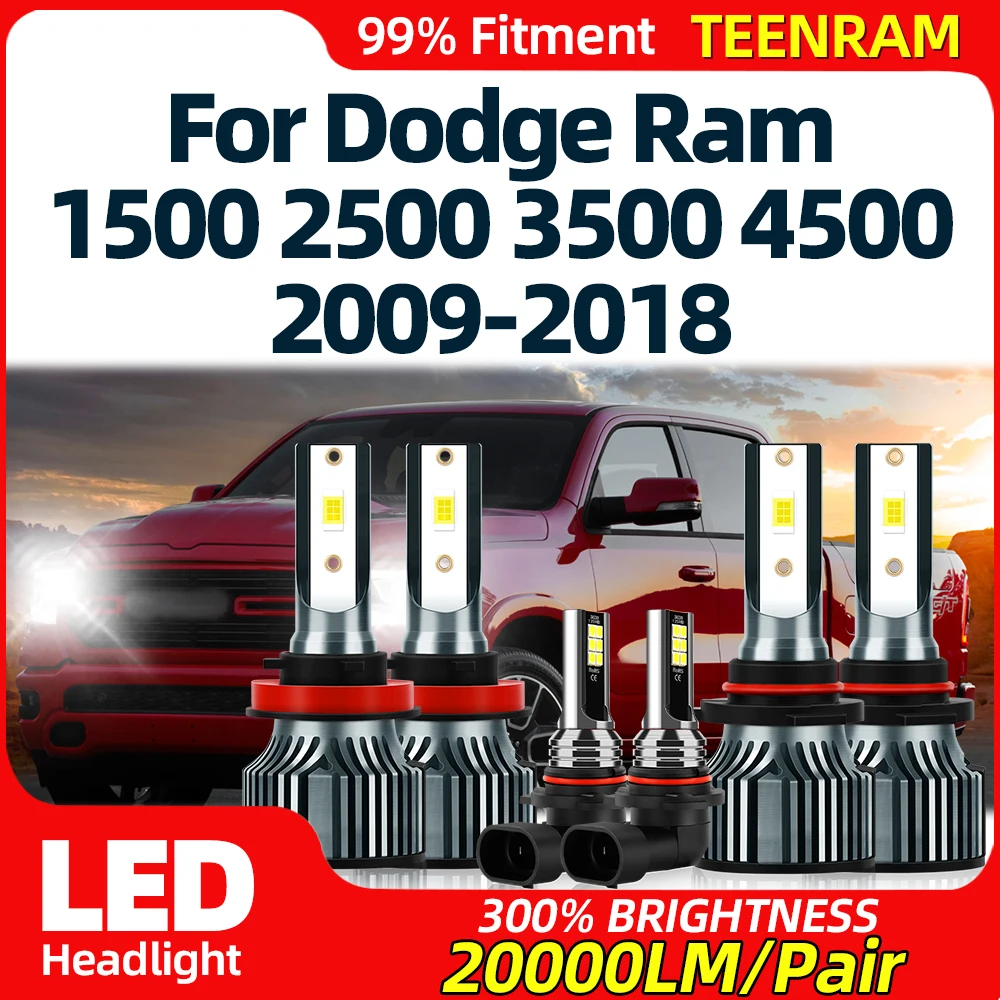 360W LED Canbus 60000LM Car Headlight 12V Turbo Fog Lamps 6000K For Dodge Ram 1500 2500 3500 4500 5500 2009-2015 2016 2017 2018