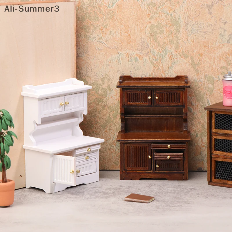 HMA76-1/12 인형집 미니 사이드보드 책장 인형 집 미니어처 주방 가구 장식 장난감 인형 집 생활 장면 액세서리