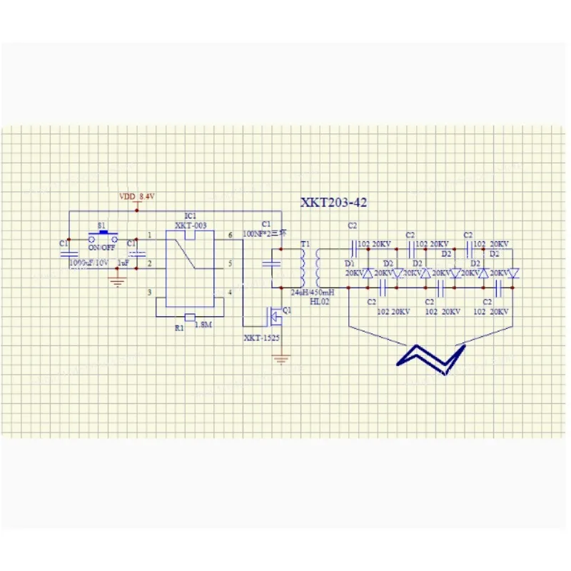Módulo de alto voltaje de salida ajustable 30KV ~ 7KV Módulo de refuerzo de bobina de alto voltaje Módulo de descarga 203-42