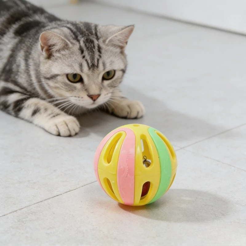 

Colorful Cat Bell Balls Interactive Toy Self-Entertainment Kitten Play Ball Boredom Relief Pet Supply Indoor Cat Chasing