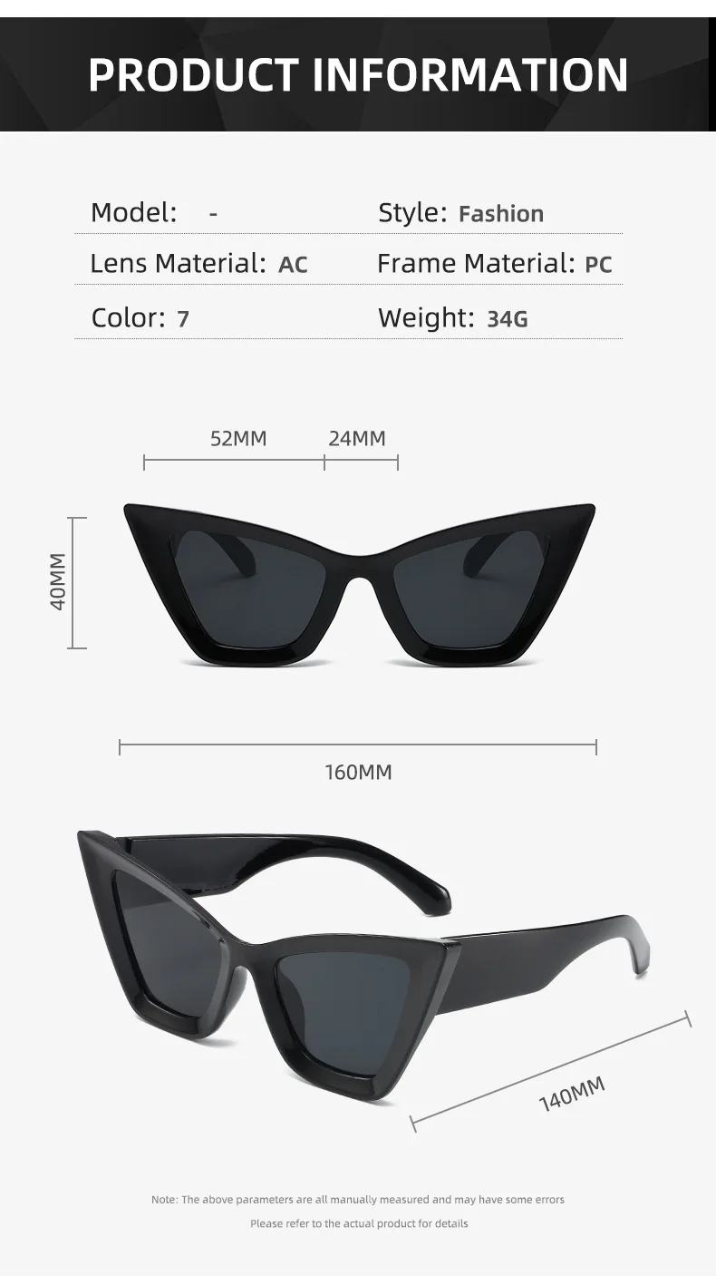 Neue Vintage Cat-Eye Sonnenbrille für Damen und Herren, Quadratischer PC-Rahmen, Retro-Sonnenbrillen, Modische Sonnenbrillen ﻿ für Männer – Detail 9