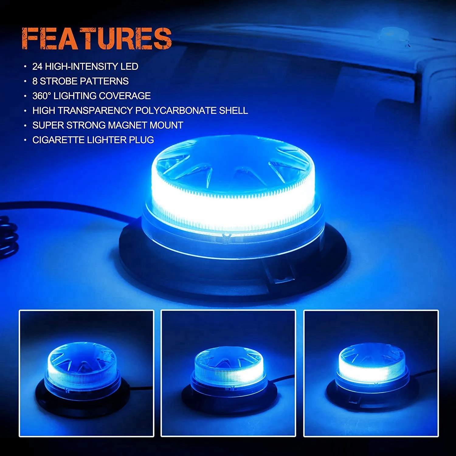 Car LED Ceiling Strobe Light LED Emergency Fire Truck Warning Light 9-24V Engineering Traffic Signal Light