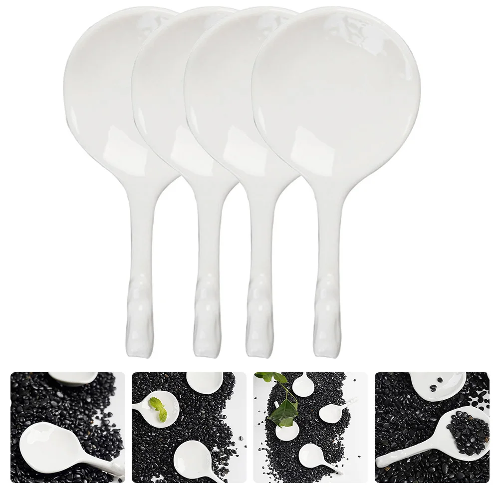 

4Pcs Elegant Ceramic Spoon Rests Household Scoop Holders Smooth Surface Unique Dining Table Spoon Rest Wear-Resistant Scoop Rest