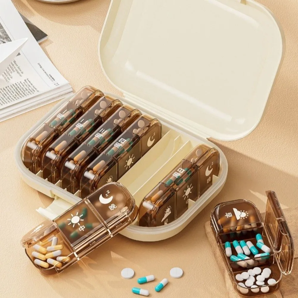 

Elderly Care Sealed Medicine Box 21-Compartment Waterproof Medicine Dispenser Plastic Pill Box Medicine Repackaging