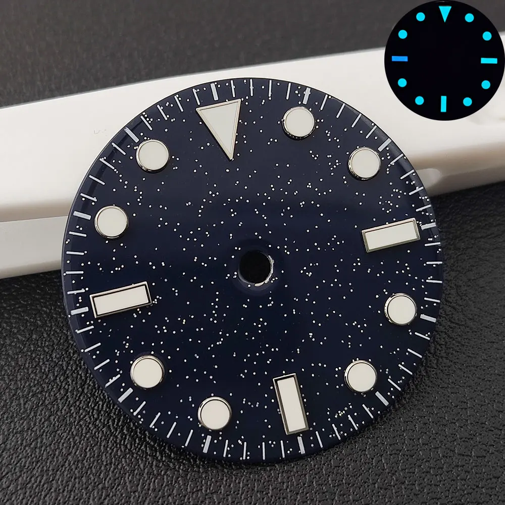 28.5mm dial starry sky dial NH35 dial triangle nail blue night glow sterile dial custom logo suitable for NH35 NH36 movement