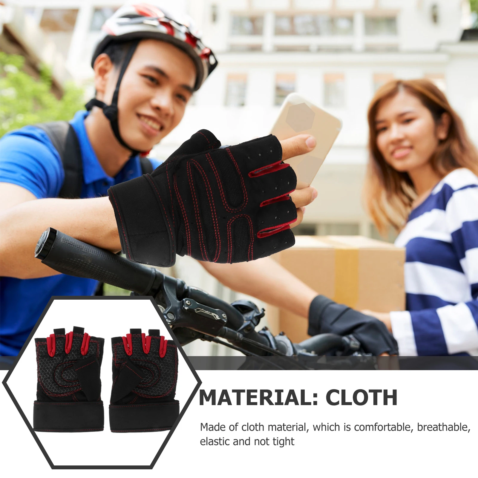

Men'S Half-Finger Fitness Gloves Breathable Anti-Slip Shock Absorbing For Gym Climbing Cycling Outdoor Sports
