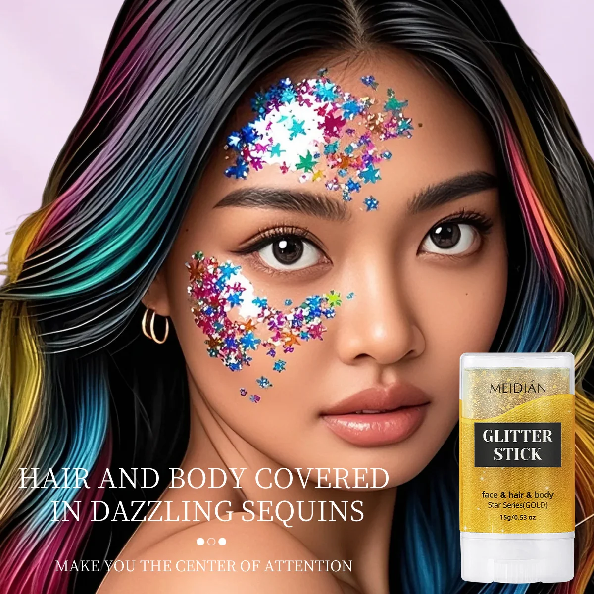 1 Uds. Barra de brillo para cara, cuerpo y cabello, Gel de lentejuelas de sirena, brillo duradero para carnaval, fiestas, herramienta de maquillaje para festivales