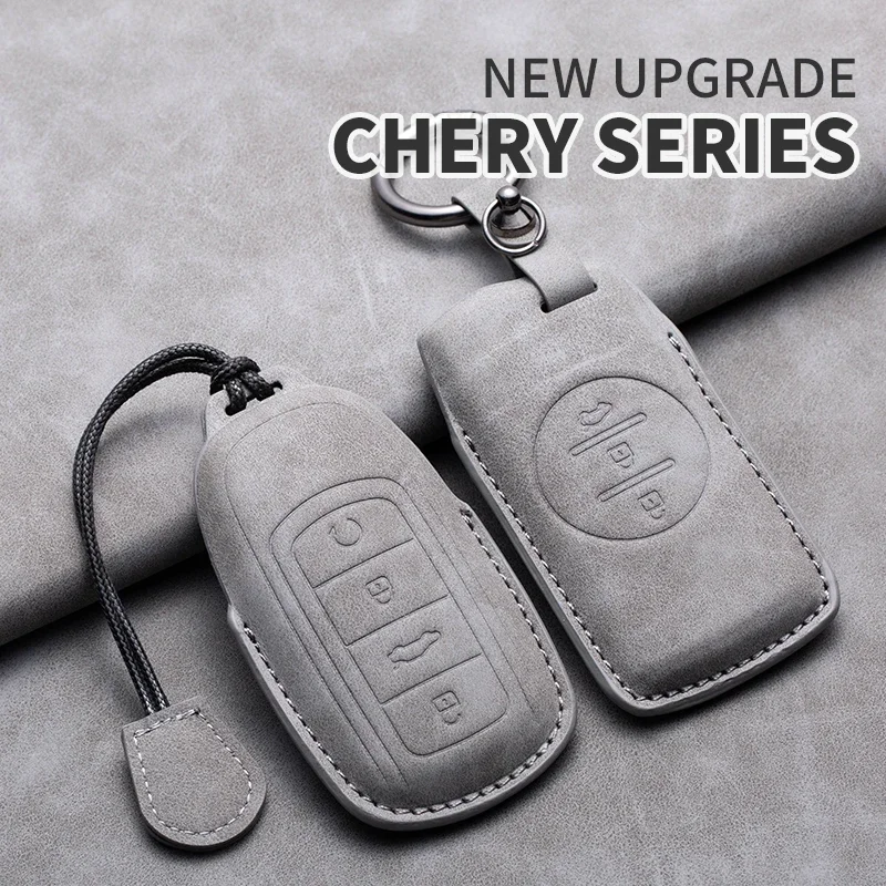 Leather Car Key Case Cover Shell Fob For Chery Tiggo 8 Pro Tiggo 8plus New 5 plus 7pro Chery Tiggo 7 Pro Max Omoda 5 C5 Modod image 3