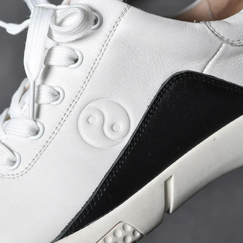 Genuine Leather Kung Fu Train Tai Chi Shoes Martial Art Shoes Sports Sneakers Cowhide Thick Sole Men Women