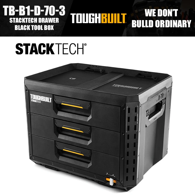 ToughBuilt TB-B1-D-70-3 Szuflada STACKTECH Czarna skrzynka narzędziowa Pudełko do pakowania narzędzi