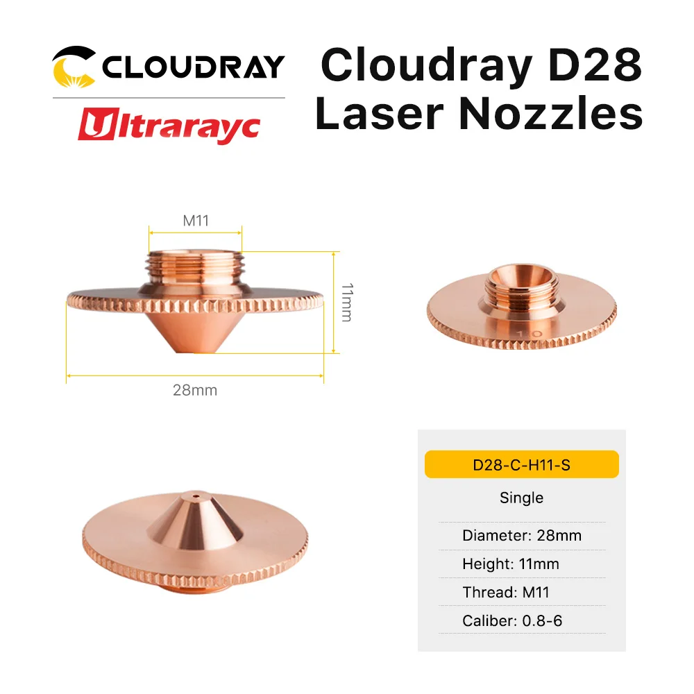 Ultrarayc Sợi Cắt Laser Vòi Phun Conusmables Phồng Loại Đôi Chrome Lớp D28 H15 M11 Cỡ Nòng 0.8-4.0Mm Cho precitec Đầu