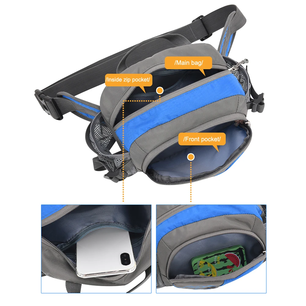 

Fanny Pack Running Belt Purse Phone Pouch Nylon Sling Waist Pack with Bottle Holder for Running Hiking for Hydration for Jogging