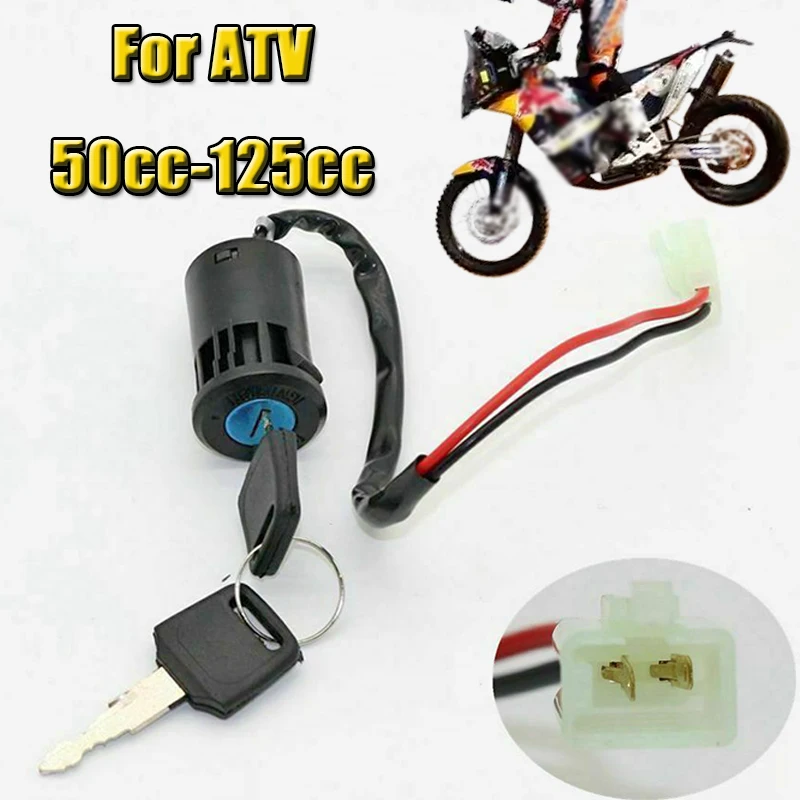 

1 шт., универсальный переключатель зажигания для квадроцикла, 2 провода, ключи зажигания, стартовый переключатель, ключ для блокировки для POCKET DIRT BIKE ATV SCOOTER