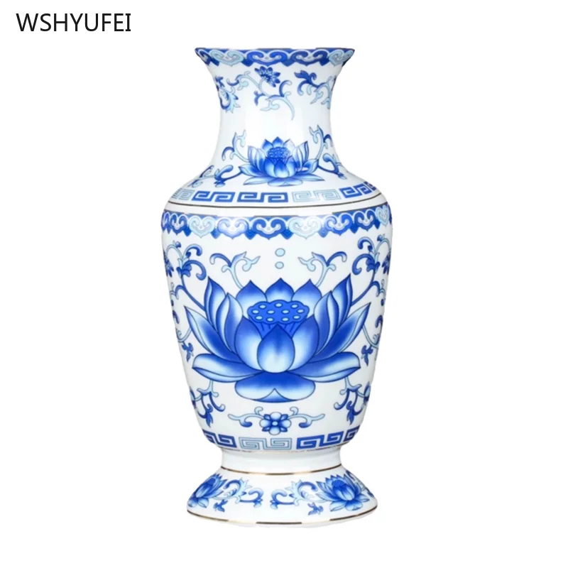 Blue and white porcelain vase Ceramic vase Buddha Hall Flower Arrangement Water Purifier Bottle Guanyin Bottle Worship to Buddha