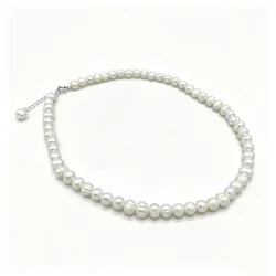 Genuine Silver Pearl Necklace 6-7mm Natural Freshwater Pearl Choker Necklace For Women Jewelry 2021 Trend Gifts