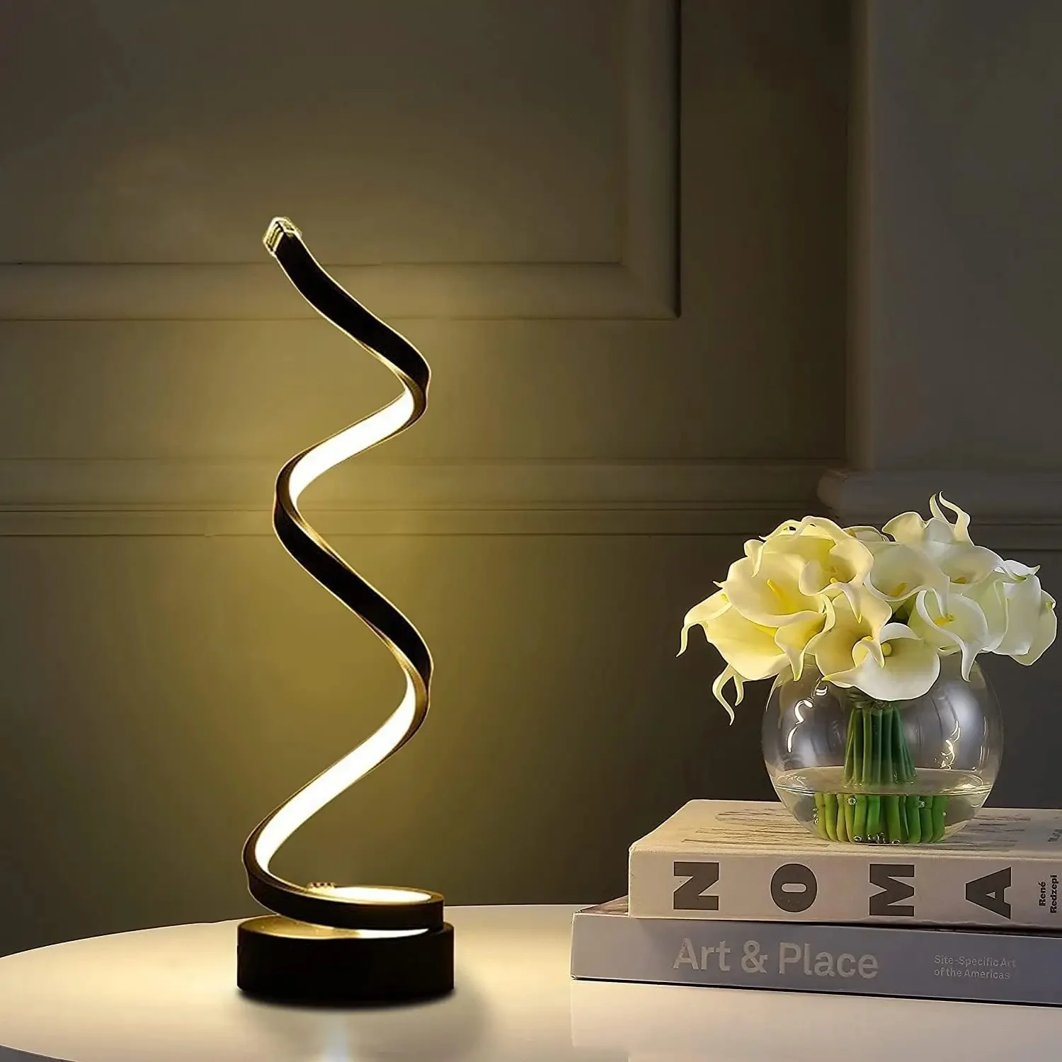 Lampu Meja Ruang Tamu, Lampu Meja Spiral Modern Dapat Diredupkan, Lampu Samping Tempat Tidur Kecil, Lampu Meja Kamar Tidur Kantor