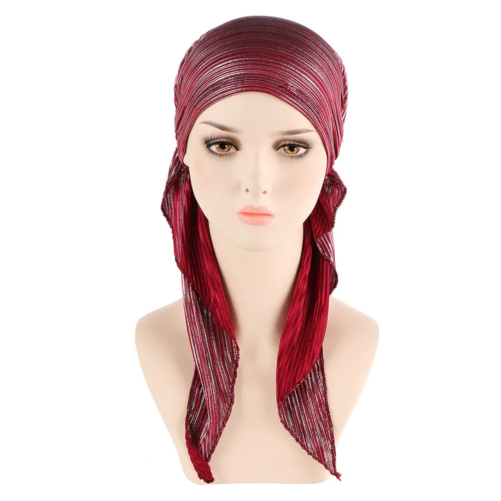 Elastic Solid Color Pre-Tied Hijab Wrap Head Scarf Hats Muslim Turban Bonnet for Women Inner Hat Fashion Female Turbantes Caps