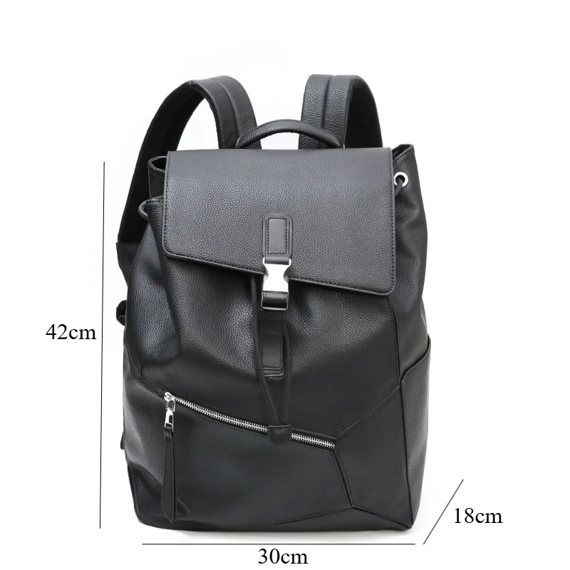 Luxuriöser Lederrucksack für Herren, Modischer Schnallenverschluss-Rucksack, Business-Laptop-Tasche, Große Kapazität, Reisetaschen, Schultaschen – Detail 1