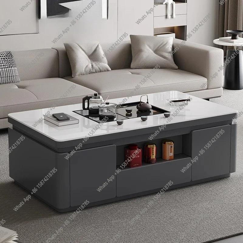 

A69 Light Luxury Rock Slab Coffee Table Storage Clear Aesthetic Nordic Space Saving Side Table Decoration Couchtisch Home Furnit