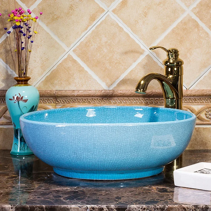 Manufacturer wholesale Jingdezhen art basin small bathroom sink table basin ceramic washbasin color washbasin