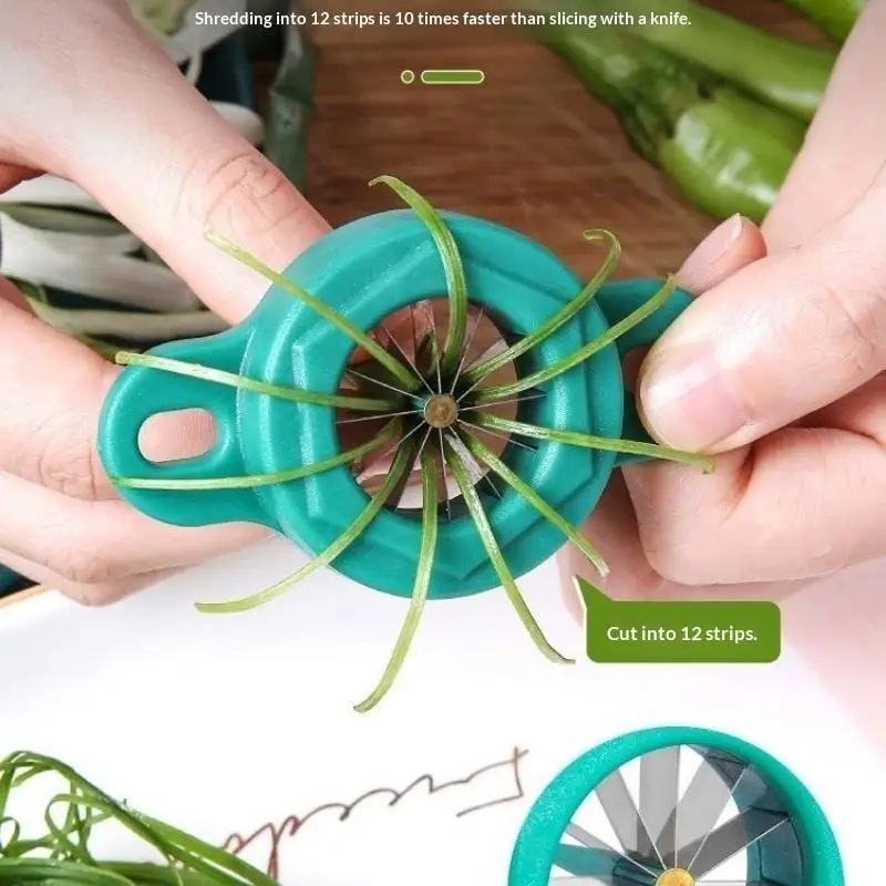 Green Onion Shredder With Sharp Stainless Steel Blades Water Spinach Slicer Non Slip Handle For Home Kitchen Use
