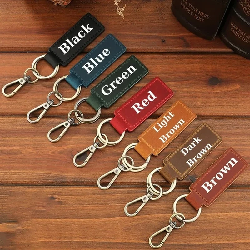 

Custom LOGO Keychain Blank Rectangle PU Leather Laser Engrave Car Keyring suede Vintage Personalized Room Number Key Chains